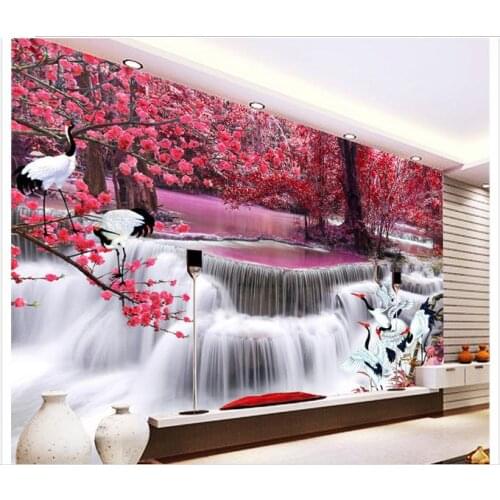 Custom photo wallpaper 3d wall mural wallpaper Idyllic landscape waterfall woods TV background wall papers for living room decor