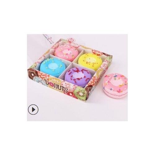 4 Colores Doughnut 24pcs/lot Natural Essential Oil Bath Salts OEM Bubble Moisturizing Explosive Bath Supplies Skin Care HA454