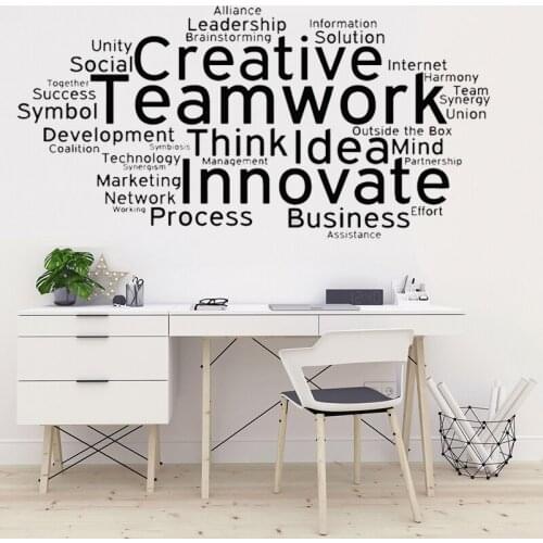Work Team Wall Decals Creative Teamwork Vinyl Wall Decal Team Work Office Art Decor Stickers Mural Removable Mural DK-142