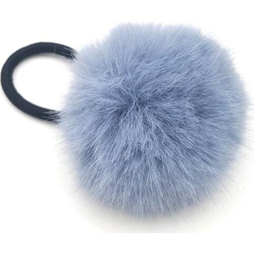 Faux Rabbit Fur Pompoms Rubber Elastic Hair Bands Soft Hand Made Ball Hair Scrunchies cute Hair Accessories For Girls
