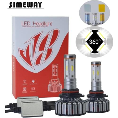 Simeway 4 Sides H8 H9 9006 HB4 auto fog lights 12V 6000LM H7 LED H1 H4 H11 9005 9004 car headlight bulbs 12V 4300K 6000K 8000K