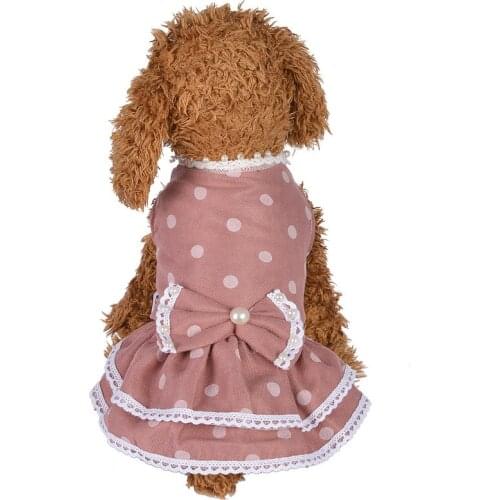 Cute Round Dot Bow Knot Pet Puppy Cat Dog Dress Small Dog Clothes For Dogs Cat Chihuahua Summer Style Clothing