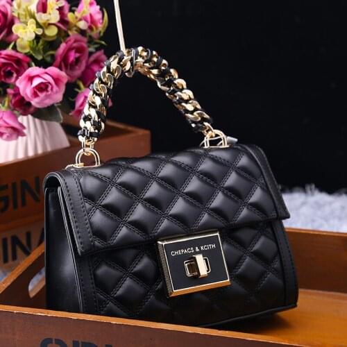 Genuine Leather Handbags 2021 New Fashion Rhombus Chain Portable All-match Shoulder Messenger Small Square Bag Sac A Main Femme