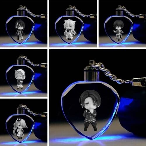 Touken Ranbu Online Heart shaped Anime LED Key Chains Keyring Crystal Toy Keychain Light Keyholder Unisex Gifts