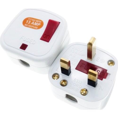 UK, Malaysia, Singapore Rewireable Plug BS1363 13A Fuse Main Switch LED Indicator