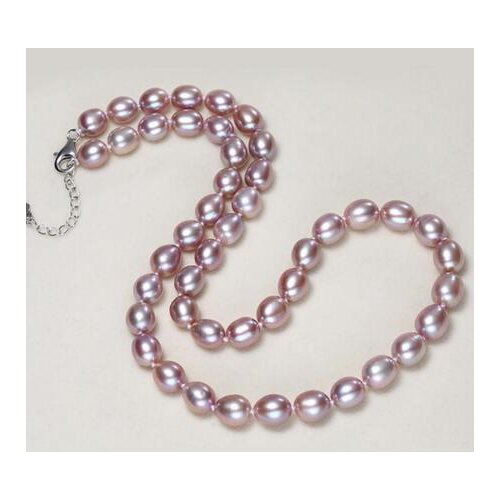 Gorgeous 9-10mm south sea lavender pearl necklace 18inch 925s KKK