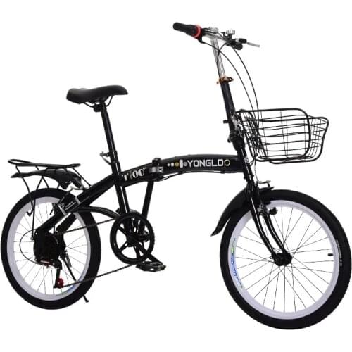 20-inch 6-speed folding bicycle high-carbon steel paint frame compact pedal childrens adult bicycle