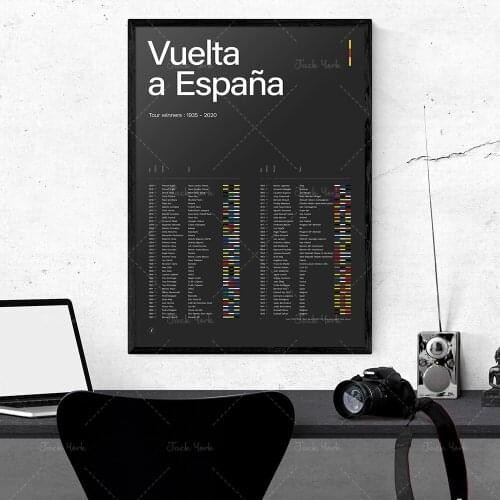 Cycling poster - Vuelta a Espana 1935-2020 Winners history/ wall decor / art / bike / italy / minimal / retro / home / tour