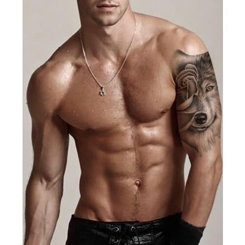 Wolf Head Cool Temporary Tattoo Sticker Fashion Rose Waterproof Animal Body Art Arm Fake Realistic Tatoo Men Women Personality