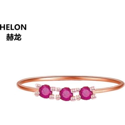 Women Engagement Wedding Anniversary Party Ring for Women Solid 14k Rose Gold Natural Ruby Ring Fine jewelry