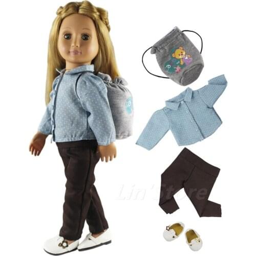 1 Set Doll Clothes Top+pants for 18 inch American Doll Casual Clothes Outfit