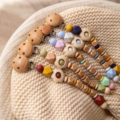 1PC Personalized Name Pacifier Chain Handmade Silicone Safe Teething Chain Baby Teether Eco-friendly Pacifier Clip Nipple Holder