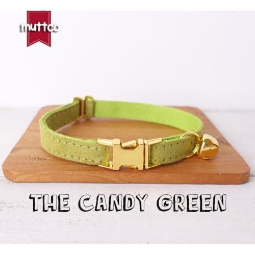10pcs/lot MUTTCO retail with platinum high quality metal buckle collar for cat THE GANDY GREEN design cat collar 2 sizes UCC030B