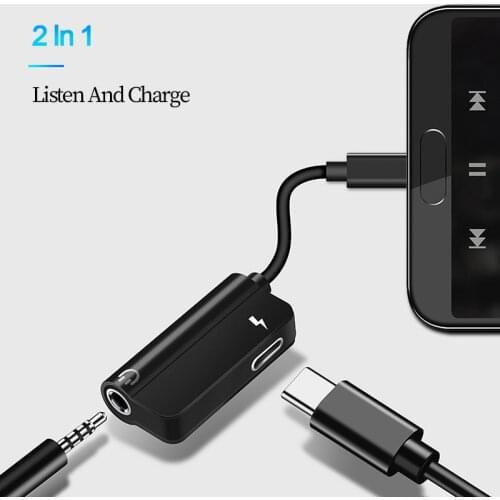 2 In 1 Type C To 3.5 mm AUX Audio Charging Listening Adapter For Huawei P30 P20 Pro Samsung S8 Smartphone UBC Connector Charger