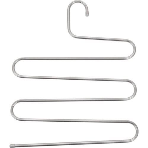 4 Pack Multi Pants Hangers Rack for Closet Organization,Stainless Steel S-shape 5 Layer Clothes Hangers for Space Saving Storage