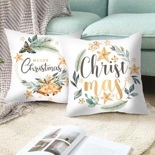45cm*45cm Merry Christmas Square Cushion Cover Letter Printed Throw Pillow Christmas Home Decoration Christmas Ornaments Gifts