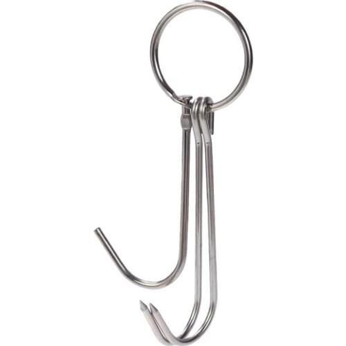 6 pcs Double Meat Hooks Stainless Steel Cooking Drying Bacon Hanger for Butcher Shop Home BBQ