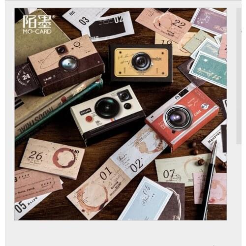 62pcs/box Time machine series drawer type can be written box camera stickers retro day date number plan DIY calendar stickers