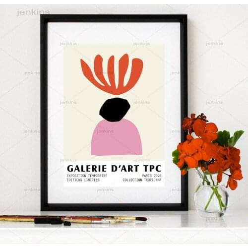 Abstract Coral Art Canvas Print Museum Poster Matisse Abstract Artwork Painting Pinky Red Picture for Living Room Home Decor