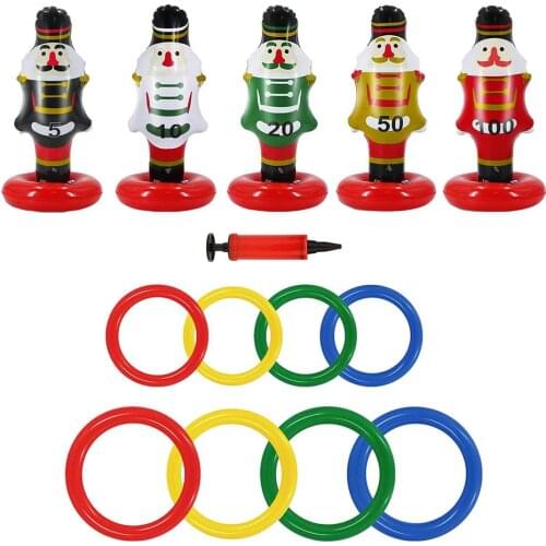 Outdoor Swimming Pool Accessories Inflatable Little Soldier Cute Doll Ring Toss Game Set Floating Pool Toys Summer Beach Party