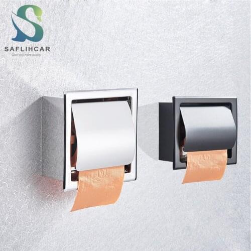 Saflihcar Free Shipping Black Bathroom Tissue Holder Contemporary Stainless Steel Polished Surface Wall-mounted Tissue Box