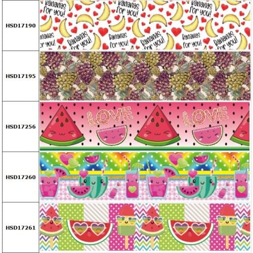 HSDCraft Fruit Watermelon Pineapple BananaPrinted Grosgrain/Satin Ribbon for DIY Sewing Hairbow Accessories Decoration 75MM 10Y