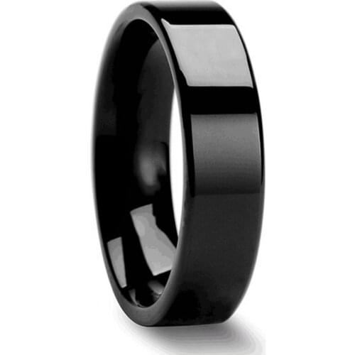 6mm Black Stainless Steel Rings For Men and Women Fashion Jewelry Wedding Rings Cool Dark Classic Unisex Ring Size 6-13