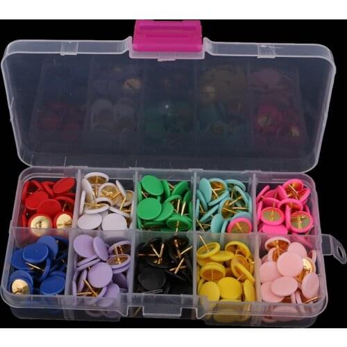 A Box of 300pcs Assorted Color Round Drawing Pins Push Pins Office Thumbtack Stationery