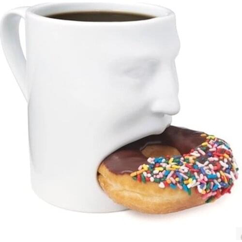 Creative Ceramic Mug Face Cup Restaurant Novelty Coffee Cups Home Breakfast Bread Soak Biscuit Mugs Valentines Day Couple Gift