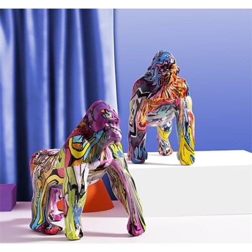 Creative Painted Graffiti Color Gorilla Creative Decor Crafts Home Entrance Wine Cabinet TV Cabinet Gift Christmas Decorations