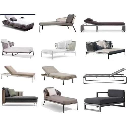 Freeshipping 200cm Lounger Outdoor Rattan Sofa Lying Bed Balcony Villa Outdoor PU Rattan Lounger Chair