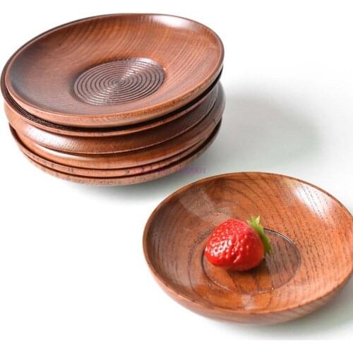 50pcs Round Tableware Wooden Plate Kitchen Bread Fruit Dessert Solid Wood Snack Tray Home Trinket Dishes Party Tableware Cutlery