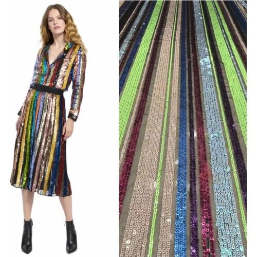LASUI New 1 y multicolor sequin rainbow embroidery lace fabric brilliant diy for Latin Dance/evening Dress fabric W0070