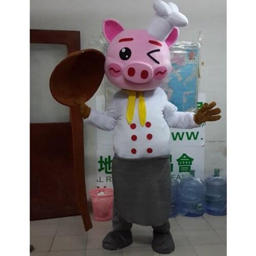 Cartoon Pig Mascot Costumes Adult Size Chef Pig Mascot Costume Cartoon Halloween Carnival Costume Advertising Parade Costumes