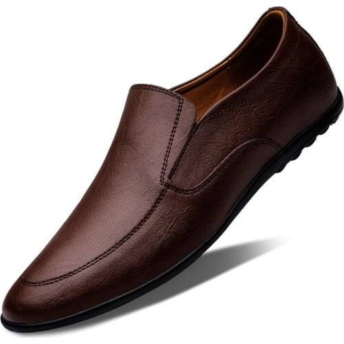 Solid Color Mens Casual Shoes Luxury Split Leather Classic Brown Mens Shoes Outdoor Driving Mens Business Leathers Shoes Men
