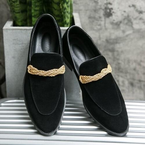 2021 New Suede Leather Men Shoes Solid Casual Dress Shoes Men Breathable Non-slip Loafers Big Size Brand Men Business Shoes 2.5a