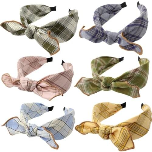 Korea New Cute Bow Rabbit Ears Headband Hairband For Women Girls Fabric Printing Hair Hoop Band Accessories Headwear Headdress