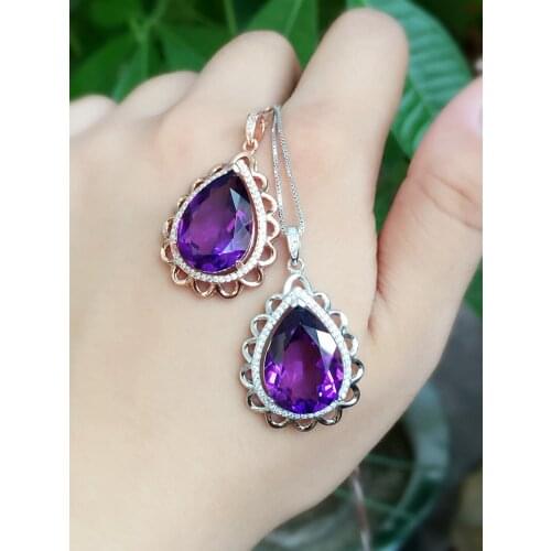 Natural Amethyst Necklace atmospheric fashion 925 Sterling Silver hot shop promotion price cheap