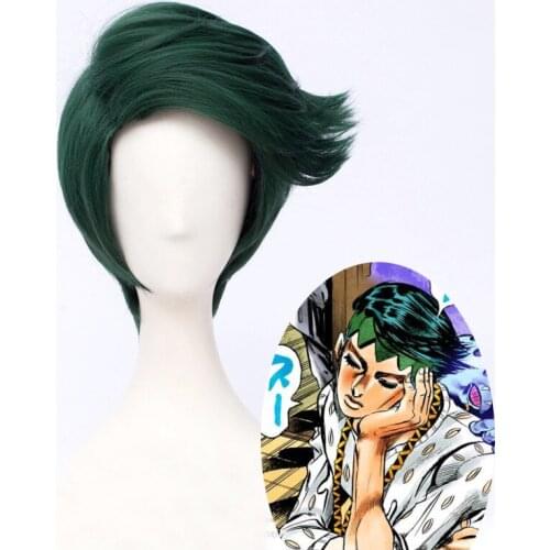 Anime JoJo bizarre adventure Rohan Kishibe Heat Resistant Cosplay Costume hairwear Wig+Wig Cap