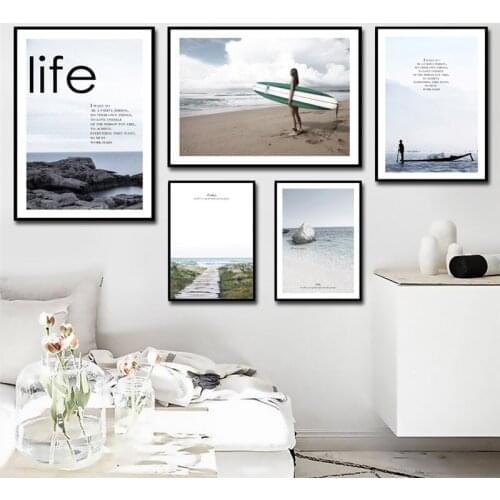 Landscape Home Decor Nordic Canvas Living Room Poster Seaside Beach Seascape Print Scenery Picture Wall Art Painting Unframed