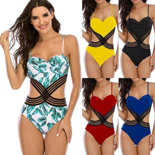 Beachsuits One Piece Monokini Swimwear Womens High Cut Hollow Out 1 Piece 5 Colors Sexy Cross Bathing Suits 2021 Swimming Suit