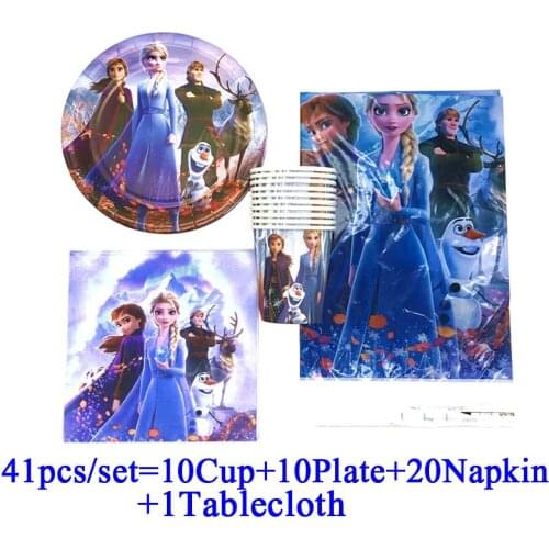 Princess Frozen 2 Elsa Anna Theme Party Table cover Girls Birthday Party Decorations Picnic Supplies Paper Cup Plate Tabeware