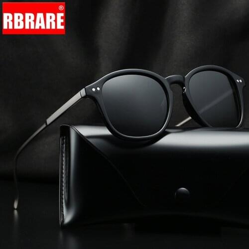 RBRARE Classic Round Polarized TAC Sunglasses Men Vintage Round Alloy Rice Nail Sun Glasses Lightweight Plastic Driving Oculos