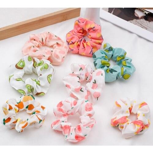 5pcs Women Hearwear Girls Hairs Ties Striped Lady Scrunchies Ponytail Hair Female Holder Rope Pineapple Print Hair Accessories