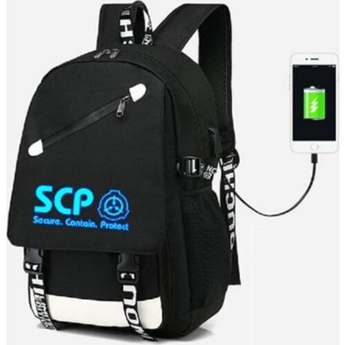 SCP Secure Contain Protect Backpack With USB Port Bag Shoulder travel School Bag USB Fashion teenagers Casual Laptop bag