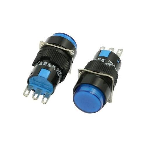 Blue Round Cap 1NO 1NC Momentary Push Button Switch AC 250V 5A