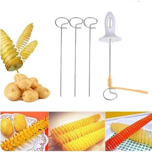 Stainless Steel Potato Spiral Cutter Rotating Potato Chip Tower Slicing Machine Manual Twist Potatoes Special Kitchen Gadgets