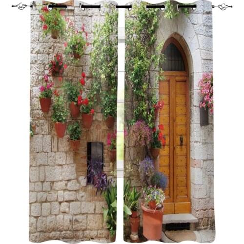 Gate Wood Flowers Leaves Plant Curtains for Living Room Children Bedroom Decoration Home and Kitchen Products Windows Drapes