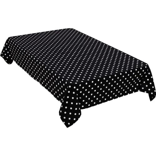 Zeren Home Black Ground White Polka Dot Carefree Table Cloth 170x500 cm