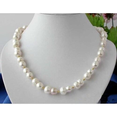 Perfect Handmade Luck Pearl Jewellery,Huge 18inches 4-20mm White Baroque Double Freshwater Pearl Necklace